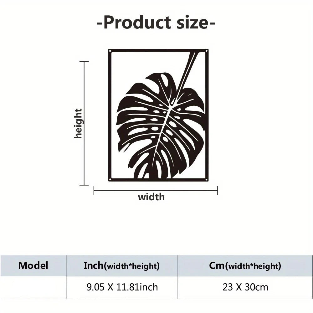 Monstera Leaf Silhouette Black Metal Wall Art 3D Sculptured Iron Craft Wall Decoration For Living Room Dining Room Creative Home Decor