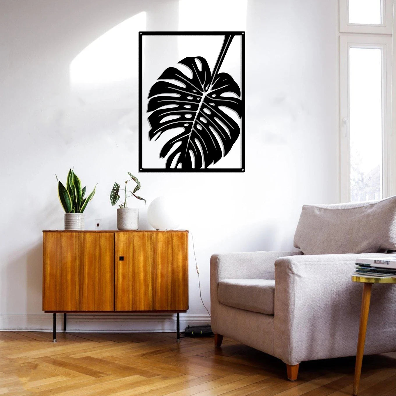 Monstera Leaf Silhouette Black Metal Wall Art 3D Sculptured Iron Craft Wall Decoration For Living Room Dining Room Creative Home Decor