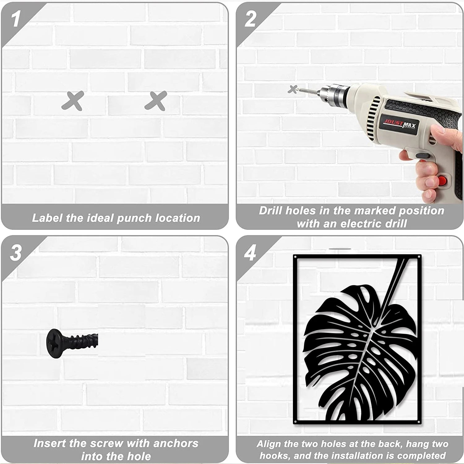 Monstera Leaf Silhouette Black Metal Wall Art 3D Sculptured Iron Craft Wall Decoration For Living Room Dining Room Creative Home Decor