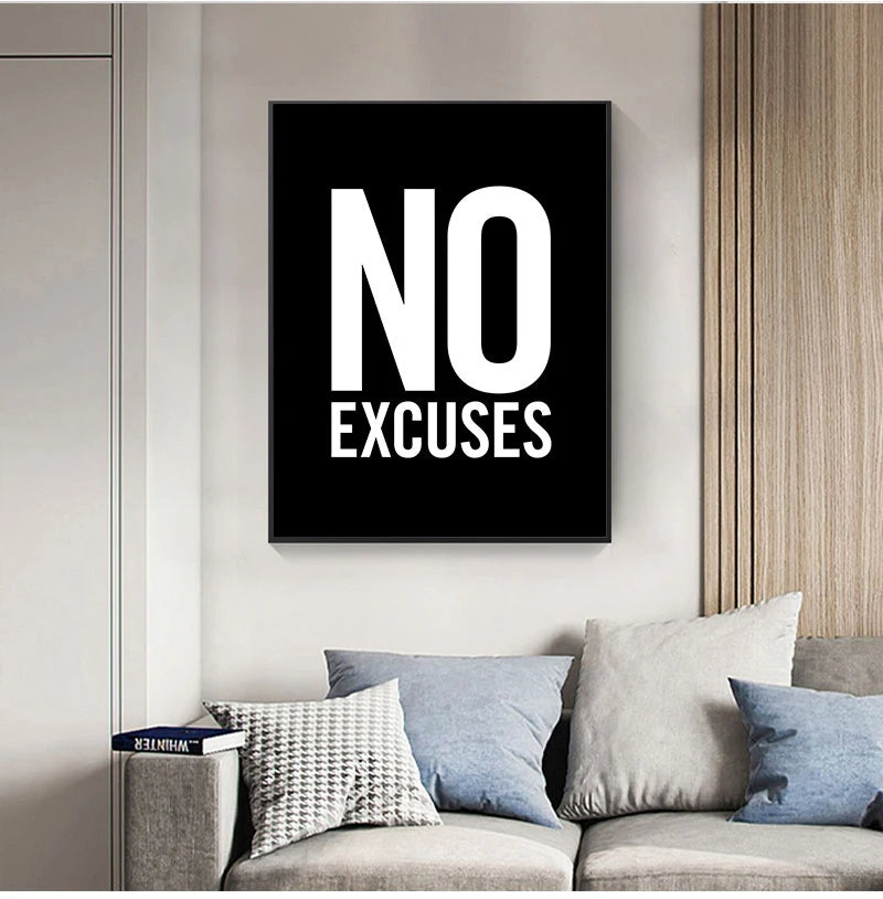 Motivational Fitness Quotation Minimalist Picture Daily Mantra Quote Wall Art Fine Art Canvas Print Poster For Gym Home Office Studio Black White Art Decor