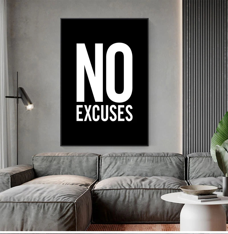 Motivational Fitness Quotation Minimalist Picture Daily Mantra Quote Wall Art Fine Art Canvas Print Poster For Gym Home Office Studio Black White Art Decor