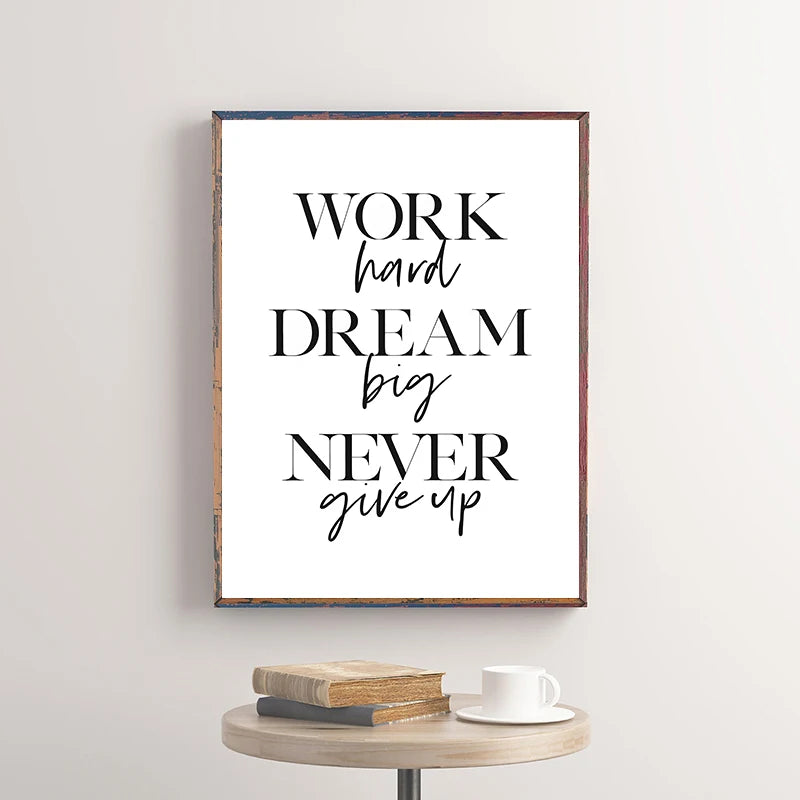 Motivational Quotes Posters Black White Minimalist Wall Art Fine Art Canvas Prints Inspirational Quotations Posters For Living Room Bedroom Home Office Decor