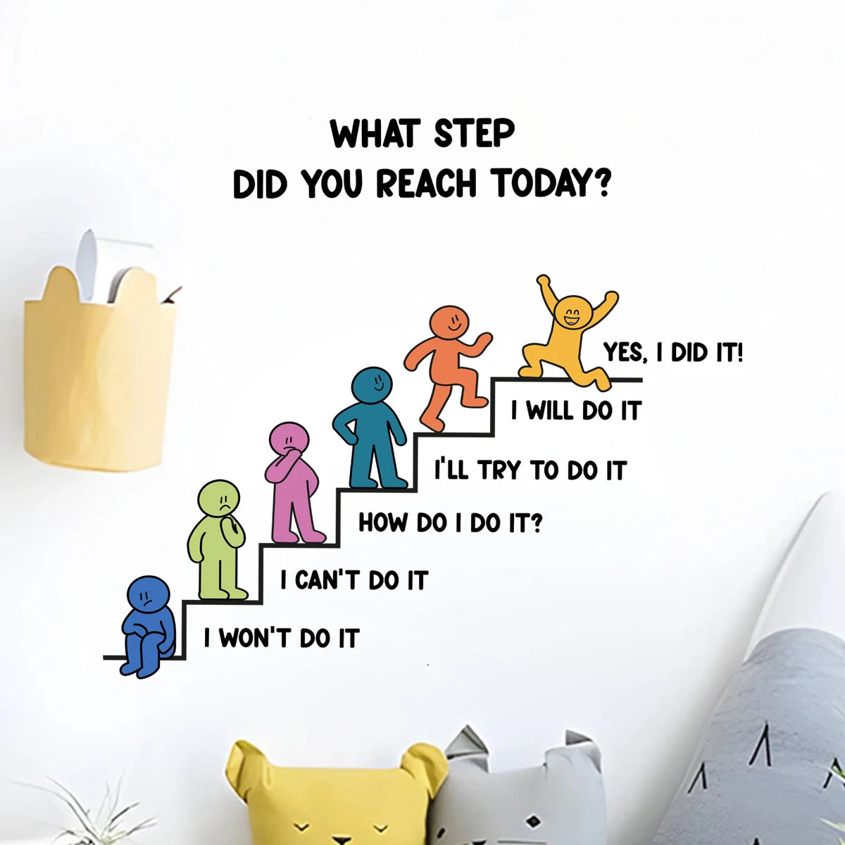 Motivational Steps Wall Decal – Peel & Stick Growth Chart for Kids’ Room, Nursery & Classroom Decor