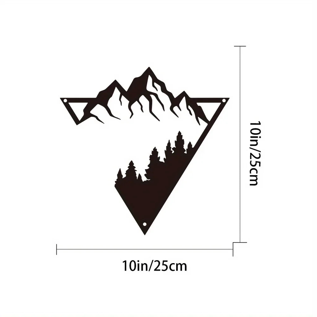 Mountain Forest Silhouette Scene Black Metal Wall Art 3d Iron Crafted Metal Wall Decoration For Living Room Dining Room Creative Nordic Home Decor