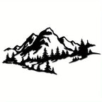 Mountain Landscape Black Metal Wall Art 3D Iron Craft Wall Mounted Art Installation For Living Room Dining Room Creative Nordic Home Decor