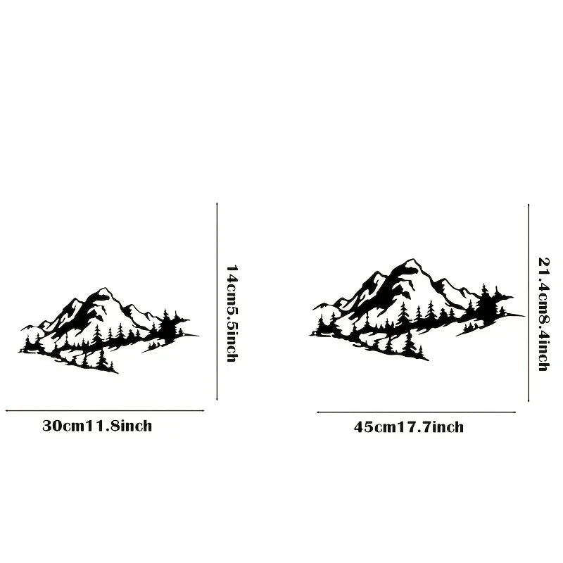 Mountain Landscape Black Metal Wall Art 3D Iron Craft Wall Mounted Art Installation For Living Room Dining Room Creative Nordic Home Decor