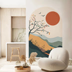 Mountain Sunrise Archway Wall Mural – Serene Landscape Wall Decal Self-Adhesive Art for Lounge & Living Spaces
