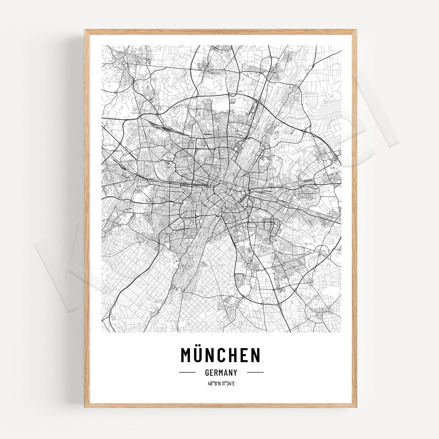 Munchen City Map Posters Wall Art Black White Fine Art Canvas Prints Stylish Minimalist Posters For Home/Office 2025