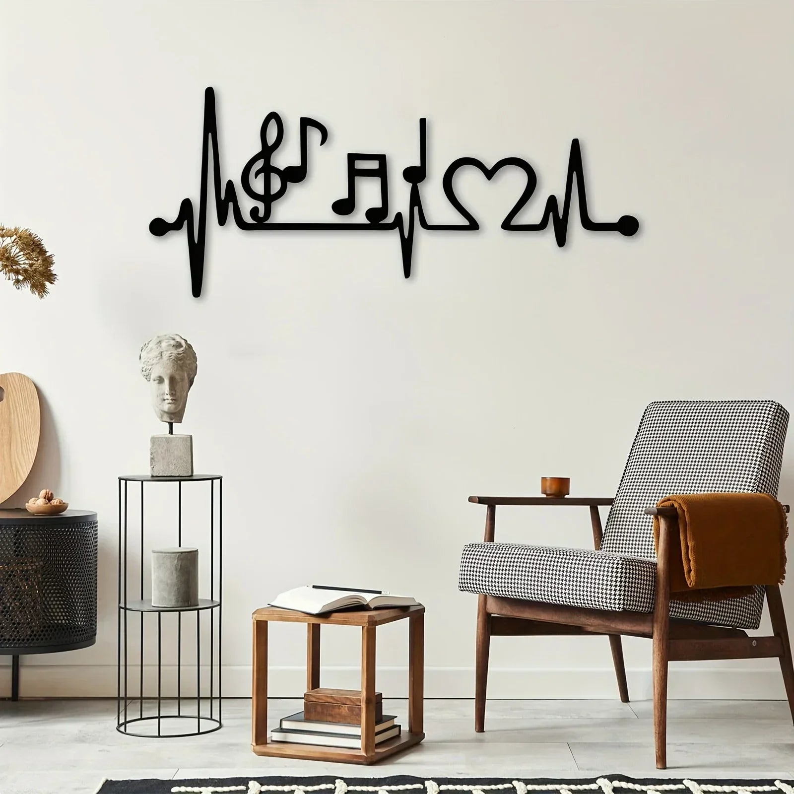 Musical Rhythm Black Metal Wall Art Iron Craft Wall Decoration For Music Lovers Studio Living Room Dining Room Creative Home Decor