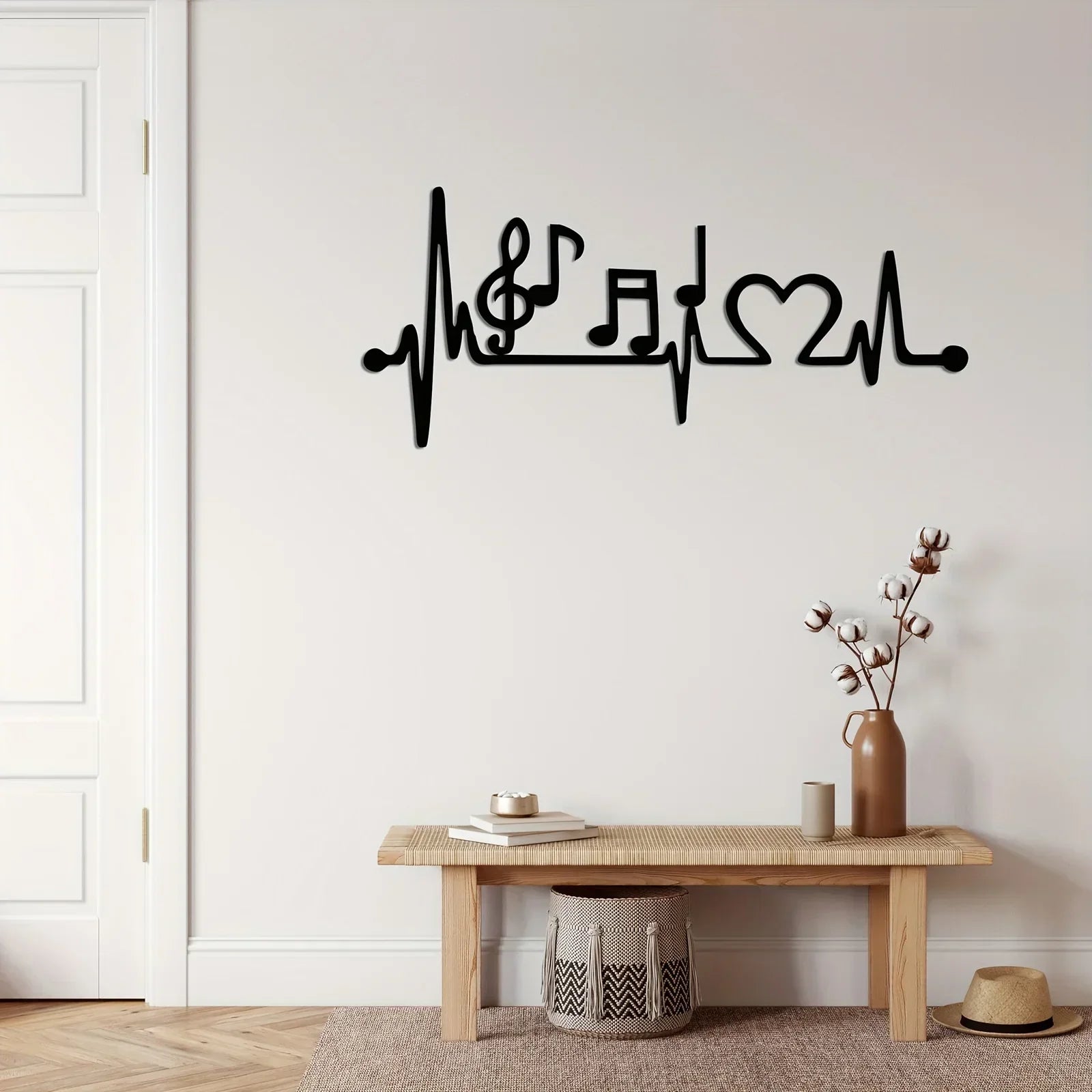Musical Rhythm Black Metal Wall Art Iron Craft Wall Decoration For Music Lovers Studio Living Room Dining Room Creative Home Decor