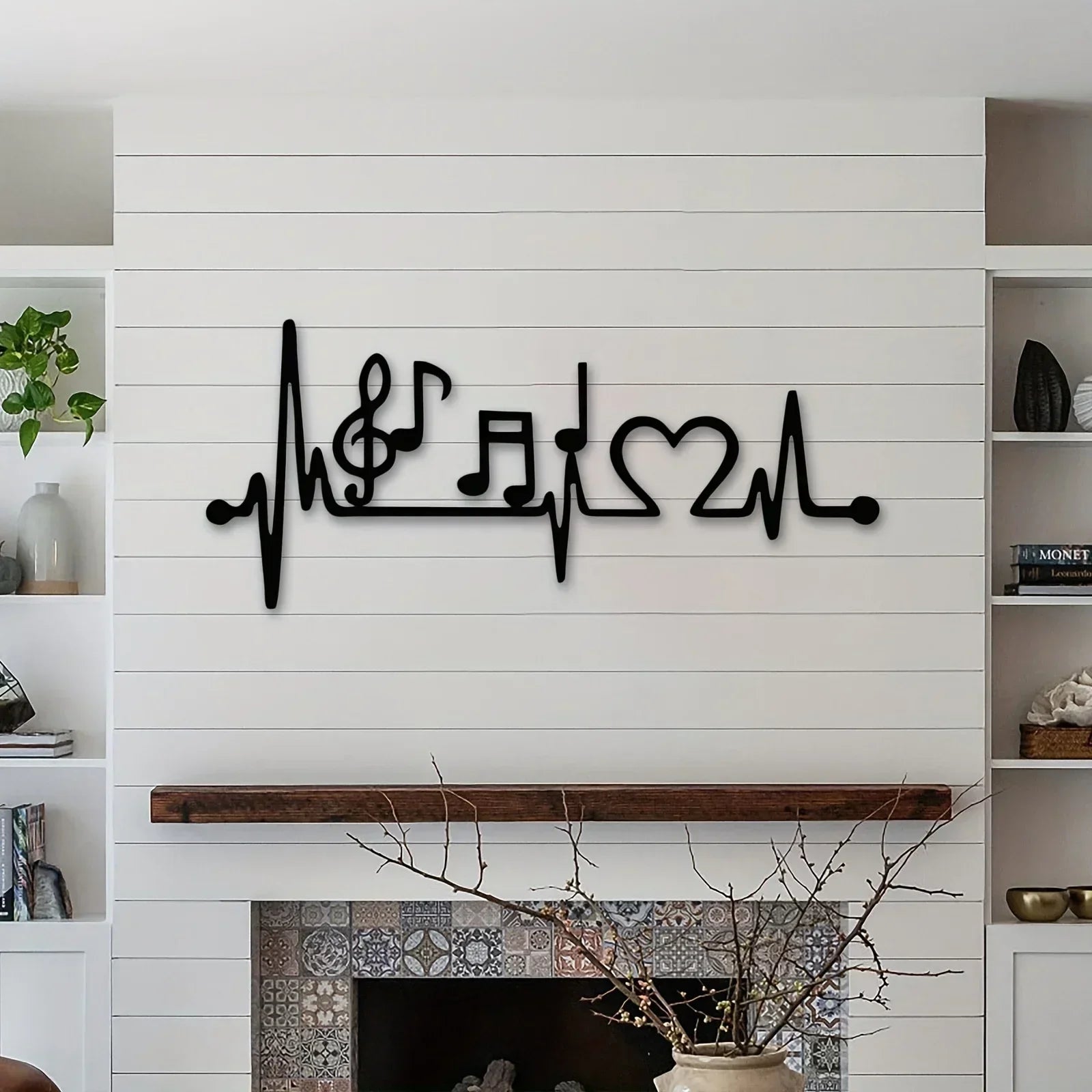 Musical Rhythm Black Metal Wall Art Iron Craft Wall Decoration For Music Lovers Studio Living Room Dining Room Creative Home Decor