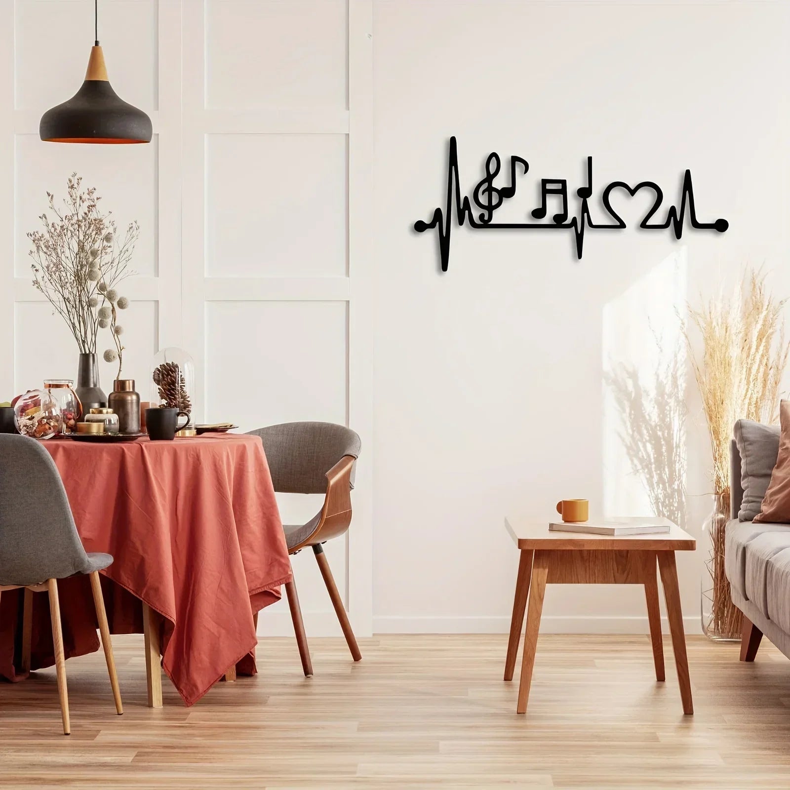 Musical Rhythm Black Metal Wall Art Iron Craft Wall Decoration For Music Lovers Studio Living Room Dining Room Creative Home Decor