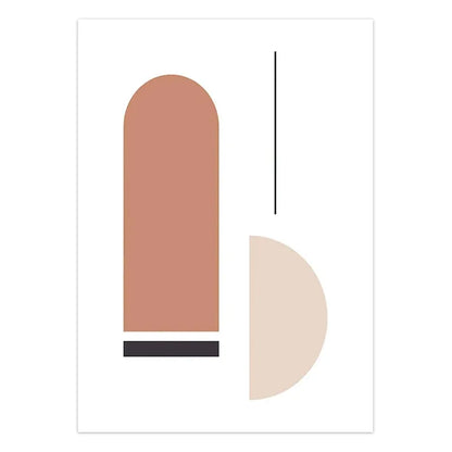 Geometric design with a tall vertical rectangle, a shorter horizontal rectangle, and a half-circle on a white background.