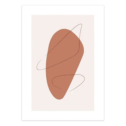 Abstract brown shape with lines on a light pink background