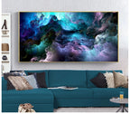 Mysterious Alien Cloud Wall Art Fine Art Canvas Print Vivid Blue Purple Abstract Picture For Living Bedroom Inspirational Home Decor