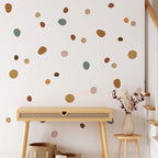 Natural Earth‑Tone Irregular Pebble Polka Dot Vinyl Wall Decal Stickers – Peel‑and‑Stick Removable Modern Accent Shapes for Creative DIY
