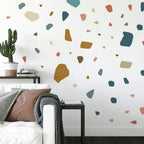 Natural Earth‑Tone Terrazzo Vinyl Wall Decal Stickers – Peel‑and‑Stick Removable Irregular Shape Pattern for Creative DIY Home Decor