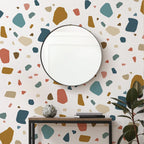 Natural Earth‑Tone Terrazzo Vinyl Wall Decal Stickers – Peel‑and‑Stick Removable Irregular Shape Pattern for Creative DIY Home Decor