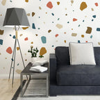 Natural Earth‑Tone Terrazzo Vinyl Wall Decal Stickers – Peel‑and‑Stick Removable Irregular Shape Pattern for Creative DIY Home Decor