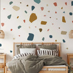 Natural Earth‑Tone Terrazzo Vinyl Wall Decal Stickers – Peel‑and‑Stick Removable Irregular Shape Pattern for Creative DIY Home Decor
