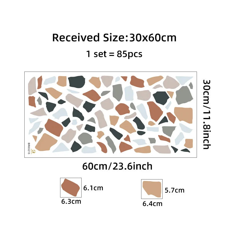 Natural Earth Tones Terrazzo Wall Stickers Peel and Stick Removable Irregular Shaped Wall Decals For Living Room Creative DIY Nursery Decor