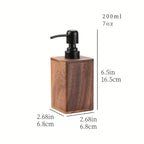 Natural Solid Wood Soap & Lotion Dispenser – Minimalist Rectangular Pump Bottle with Matte Black Hardware for Modern Bathroom/Kitchen