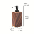 Natural Solid Wood Soap & Lotion Dispenser – Minimalist Rectangular Pump Bottle with Matte Black Hardware for Modern Bathroom/Kitchen