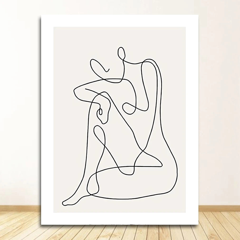 Abstract line art of a person on a white background