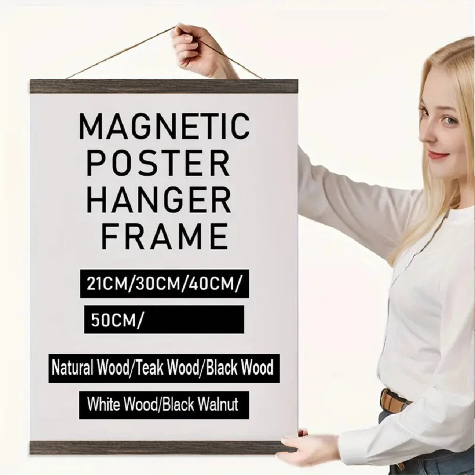 Natural Wood Hanging Frame For Canvas Prints 21/30/40/50cm Picture Frame Pine Teak Black White Frame For Photos Posters Canvas Frame.