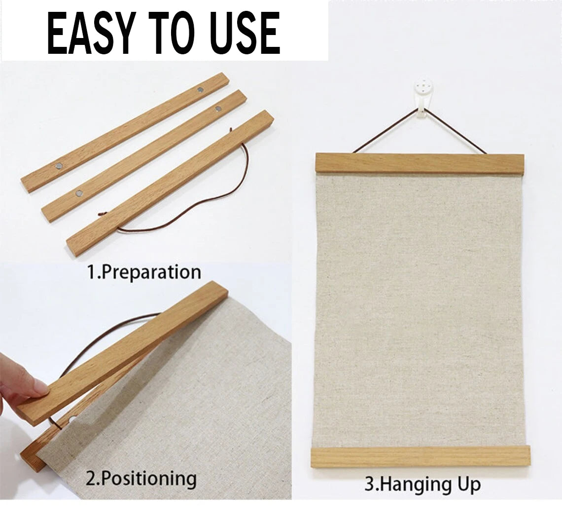 Natural Wood Hanging Frame For Canvas Prints 21/30/40/50cm Picture Frame Pine Teak Black White Frame For Photos Posters Canvas Frame.