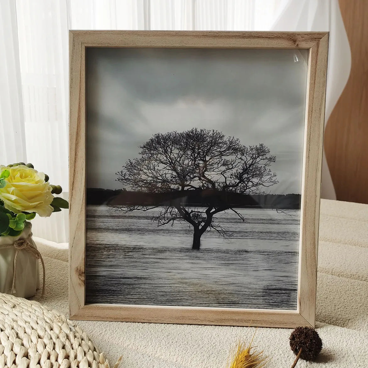 Natural Wood Photo Frame – Fits 10×15, 15×20, A4, 30×40 cm for Canvas Prints, Wall‑Mount or Tabletop Stand, Decorative Picture Frame