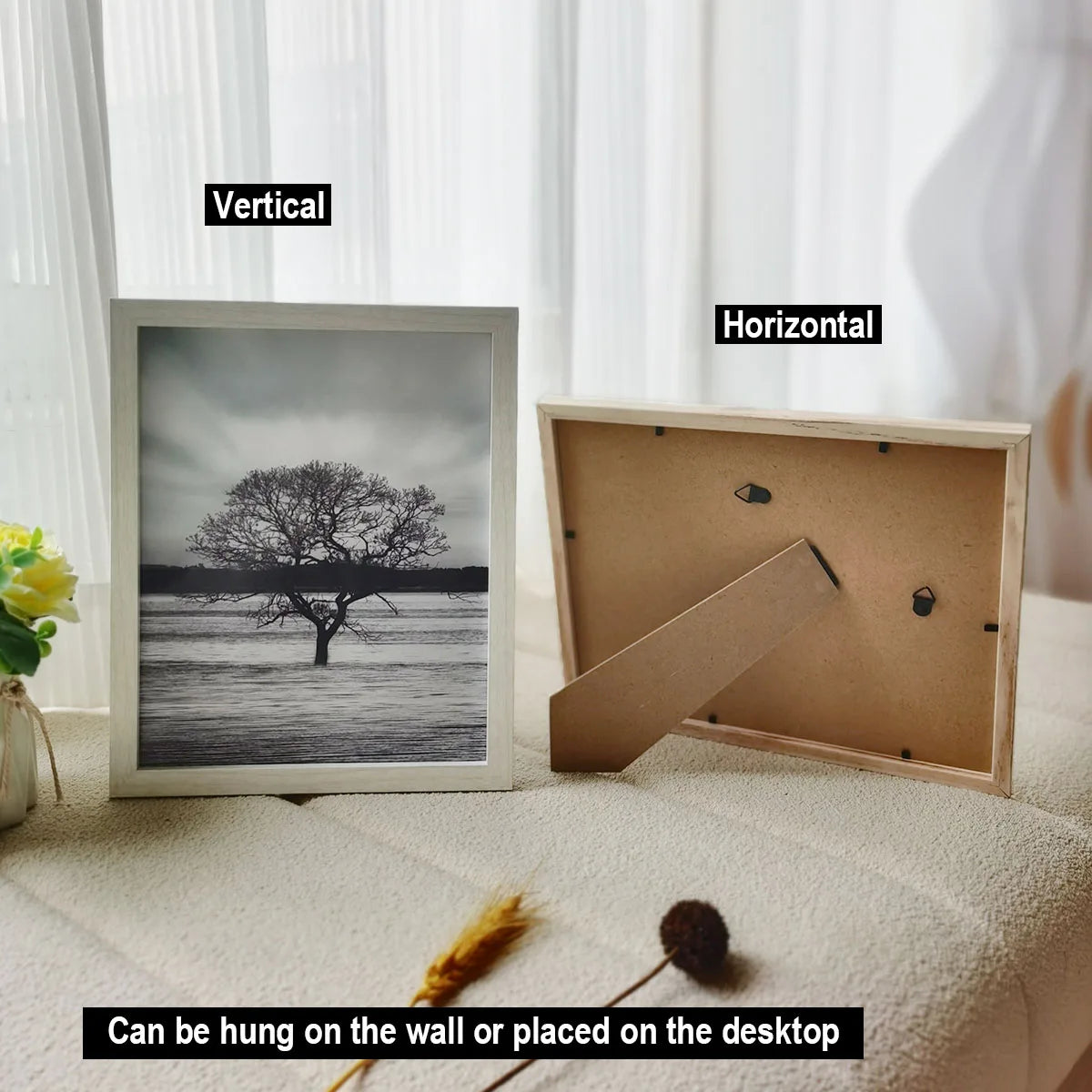 Natural Wood Photo Frame – Fits 10×15, 15×20, A4, 30×40 cm for Canvas Prints, Wall‑Mount or Tabletop Stand, Decorative Picture Frame