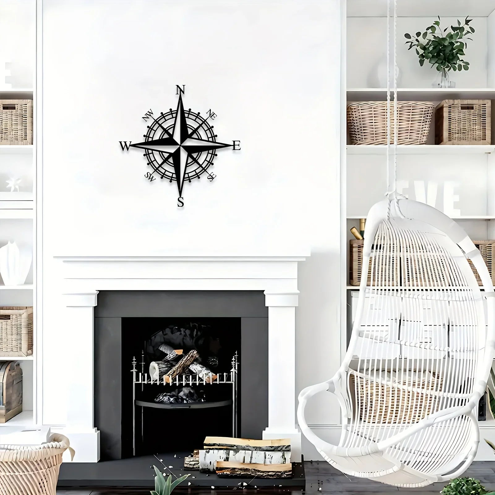 Nautical Compass Rose Iron Art Wall Art 3D Metal Sculptured Wall Decoration For Living Room Dining Room Creative Contemporary Nordic Home Office Decor 2025