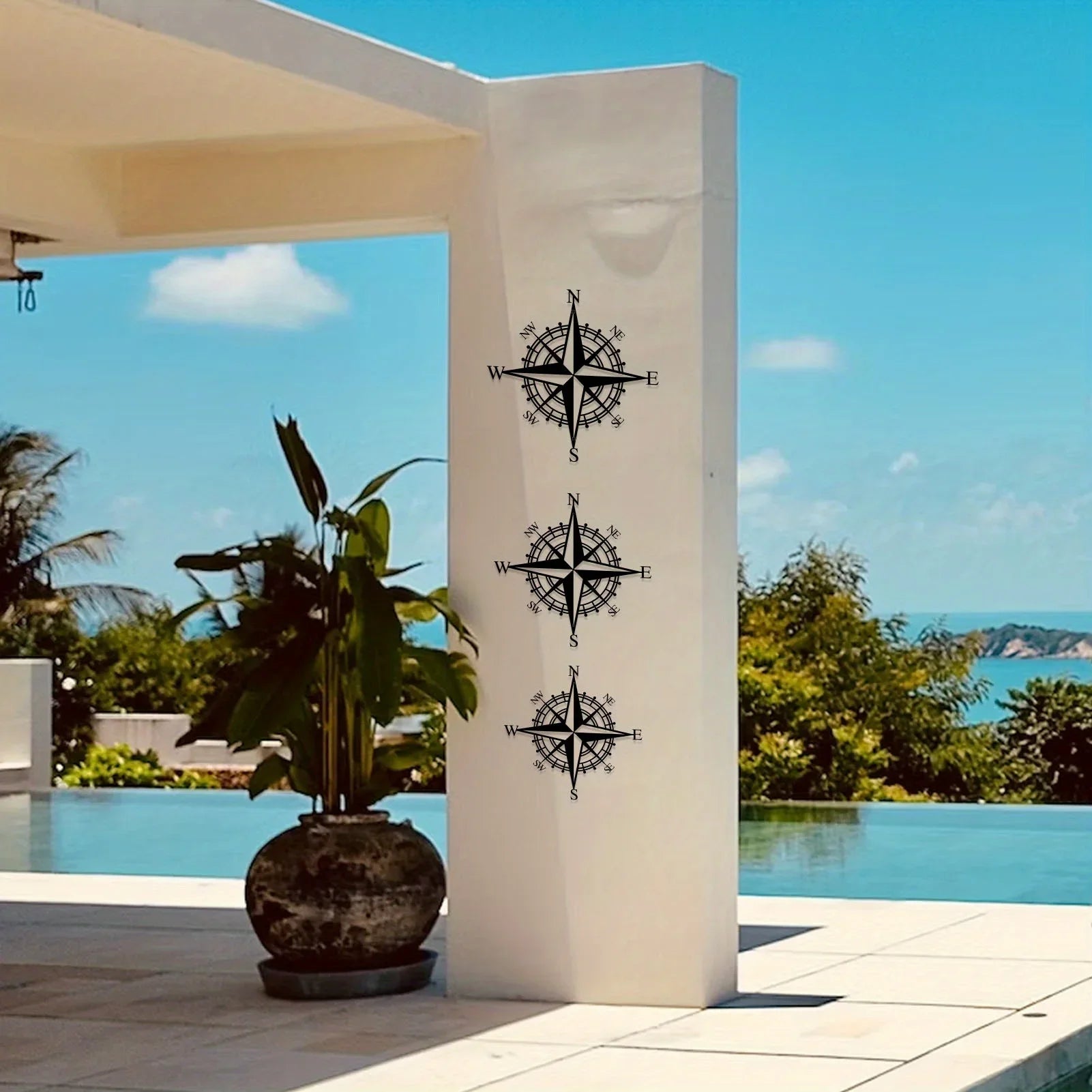 Nautical Compass Rose Iron Art Wall Art 3D Metal Sculptured Wall Decoration For Living Room Dining Room Creative Contemporary Nordic Home Office Decor 2025