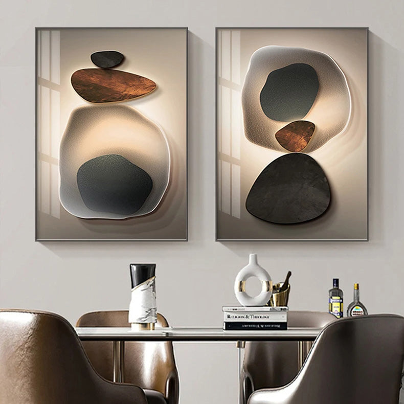 Neutral Color Abstract Black Pebble Wall Art Fine Art Canvas Prints Modern Aesthetics Pictures For Living Room Dining Room Home Office Decor