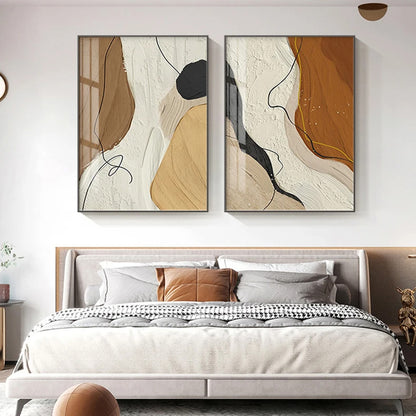 Neutral Colors Nordic Geomorphic Abstract Wall Art Fine Art Canvas Prints Brown Beige Pictures For Modern Loft Apartment Living Room Art Decor