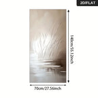 Wall art with grasses and water design, shown with dimensions on a white background.