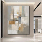 Abstract wall art in a modern interior setting
