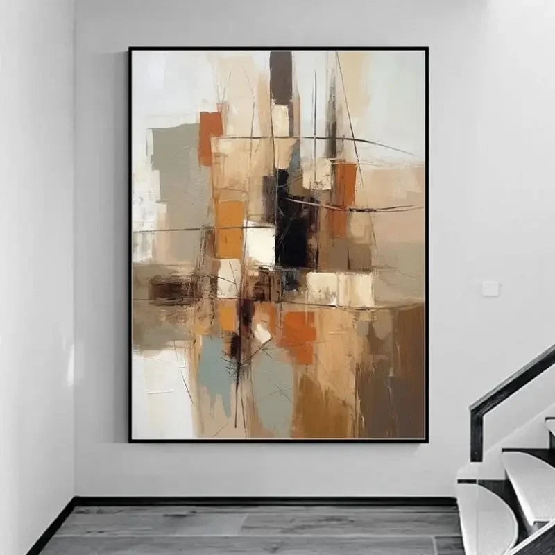 Abstract art painting in a modern interior setting