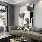 Neutral Black Beige Grey Abstract Geometric Wall Art Fine Art Canvas Prints Pictures For Living Room Bedroom Home Office Art For Modern Living