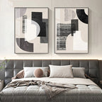 Neutral Black Beige Grey Abstract Geometric Wall Art Fine Art Canvas Prints Pictures For Living Room Bedroom Home Office Art For Modern Living