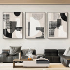 Neutral Black Beige Grey Abstract Geometric Wall Art Fine Art Canvas Prints Pictures For Living Room Bedroom Home Office Art For Modern Living