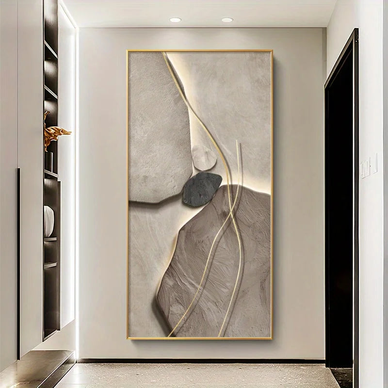 Abstract wall art in a modern interior setting