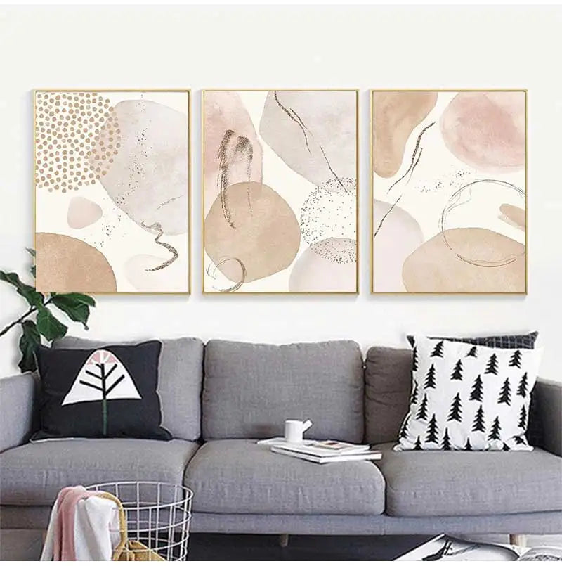 Neutral Colors Beige Biomorphic Abstract Wall Art Fine Art Canvas Prints Pictures For Living Room Dining Room Nordic Art For Bedroom 2025
