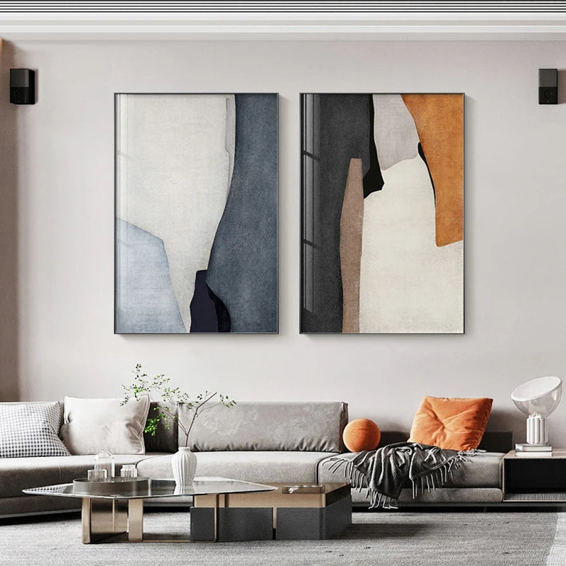 Neutral Colors Bold Color Block Abstract Wall Art Fine Art Canvas Prints Pictures For Modern Living Room Bedroom Foyer Art Decor