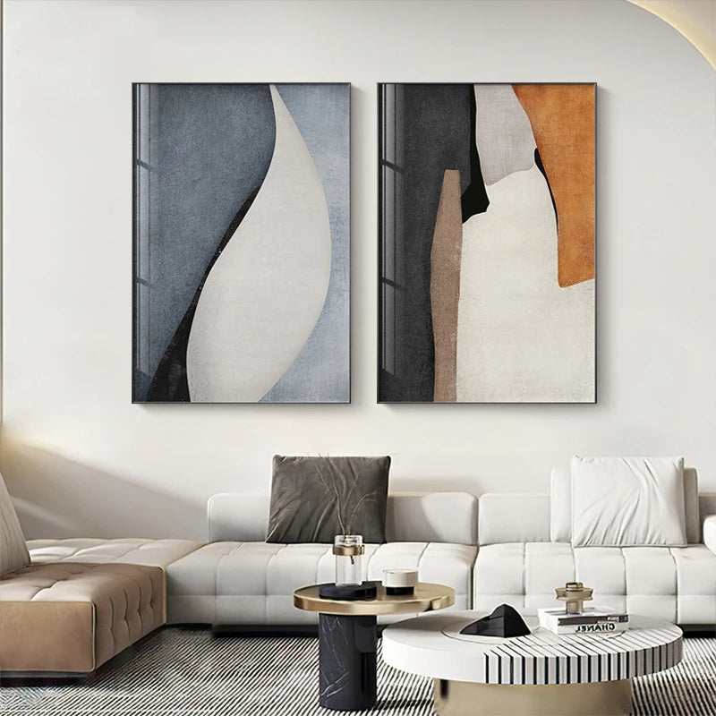 Neutral Colors Bold Color Block Abstract Wall Art Fine Art Canvas Prints Pictures For Modern Living Room Bedroom Foyer Art Decor