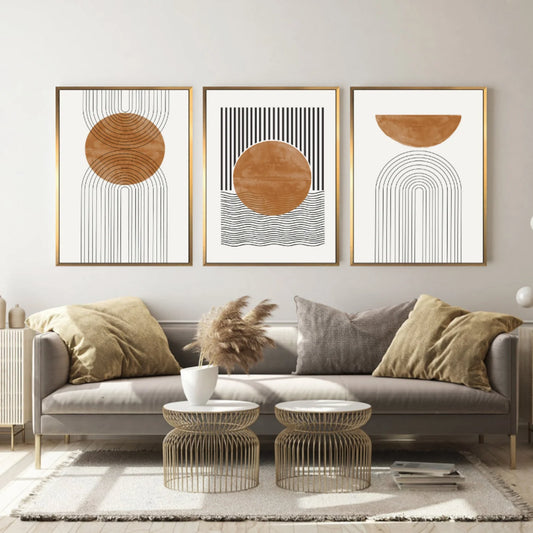 Neutral Colors Geometric Wall Art Fine Art Canvas Prints Minimalist Pictures For Modern Living Room Dining Room Bedroom Art Decor