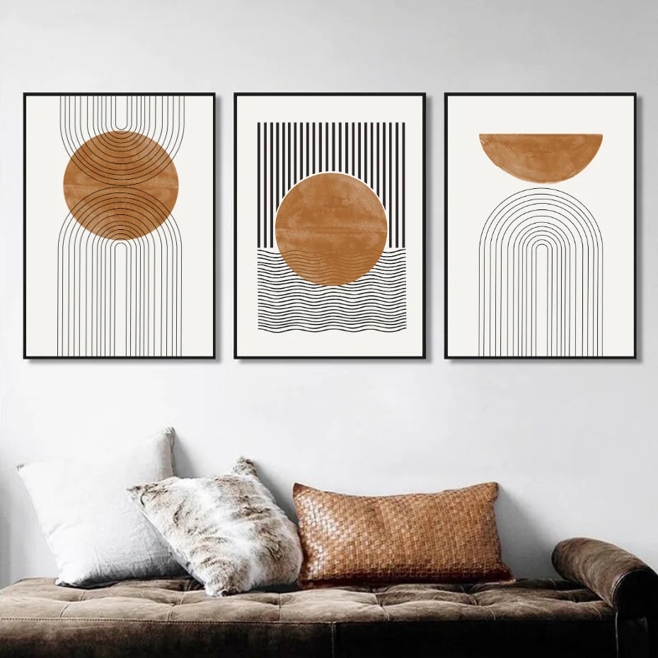 Neutral Colors Geometric Wall Art Fine Art Canvas Prints Minimalist Pictures For Modern Living Room Dining Room Bedroom Art Decor