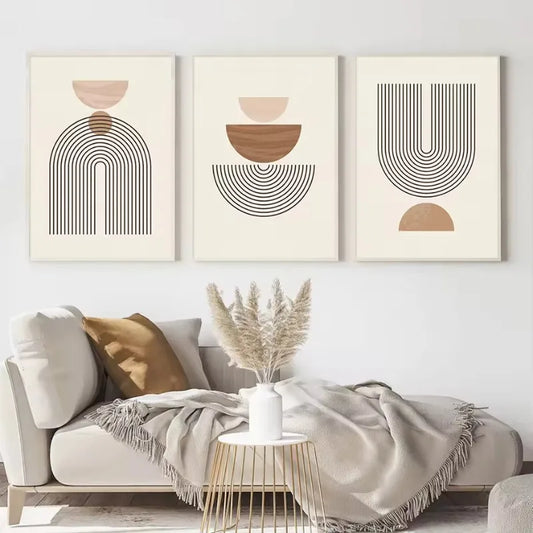 Neutral Colors Minimalist Geometric Lines Wall Art Fine Art Canvas Prints Pictures For Living Room Dining Room Nordic Art For Modern Apartment