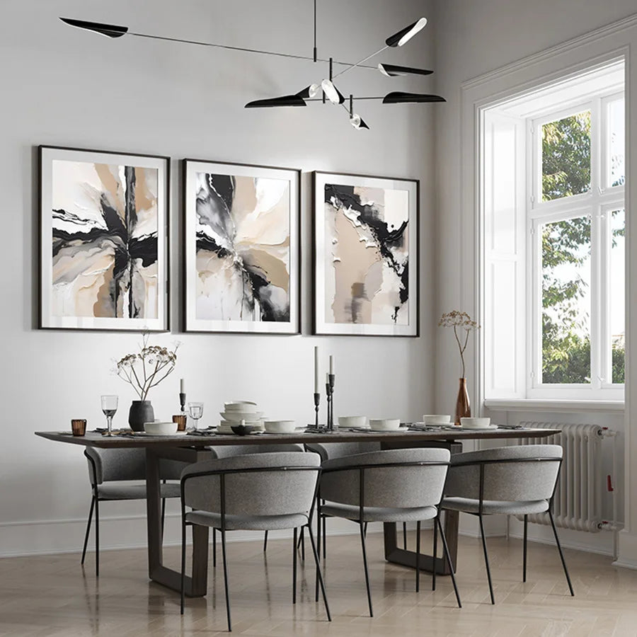 Neutral Palette Grey Black Beige Abstract Wall Art Fine Art Canvas Prints Pictures For Living Room Dining Room Bedroom Home Office Decor